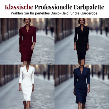 Neue Kollektion🔥Elegantes figurbetontes Kleid mit Stehkragen und V-Ausschnitt