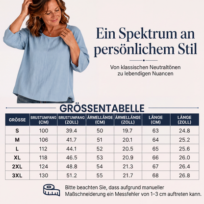 Oberteil für Damen, legeres Design mit Rundhalsausschnitt und 3/4-Ärmeln
