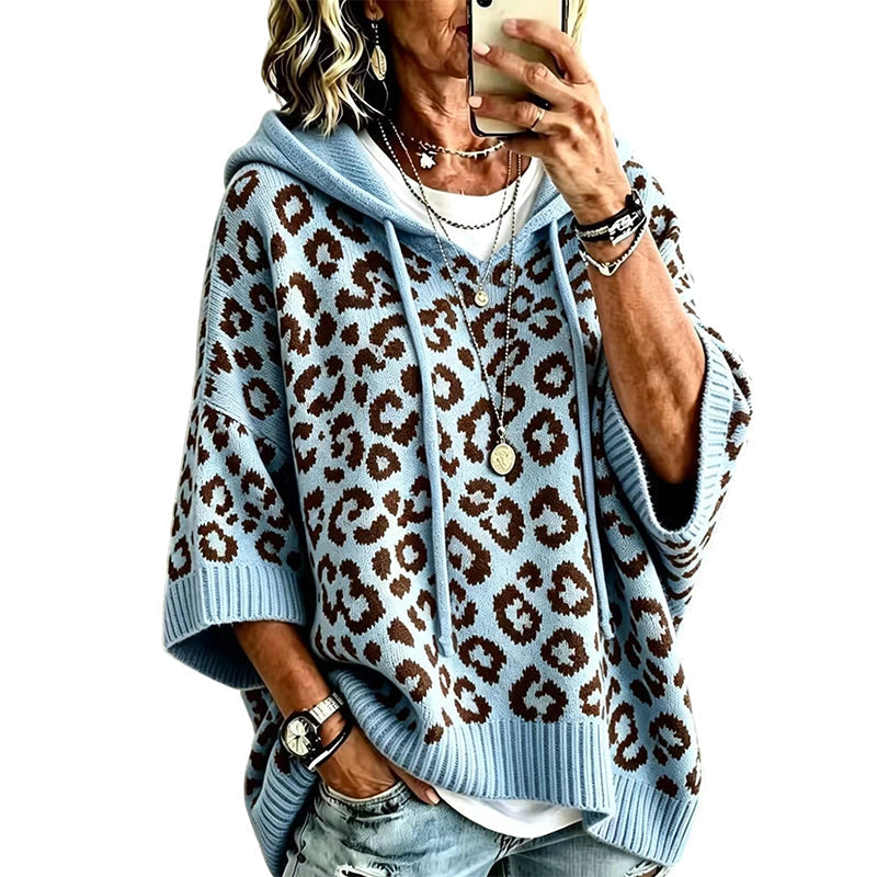 💞 Über 100.000 verkauft – der beliebteste Hit – jetzt zum halben Preis！Gestrickter Hoodie mit Leopardenmuster für Damen