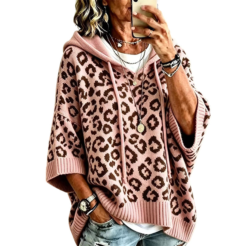 💞 Über 100.000 verkauft – der beliebteste Hit – jetzt zum halben Preis！Gestrickter Hoodie mit Leopardenmuster für Damen