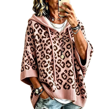 💞 Über 100.000 verkauft – der beliebteste Hit – jetzt zum halben Preis！Gestrickter Hoodie mit Leopardenmuster für Damen
