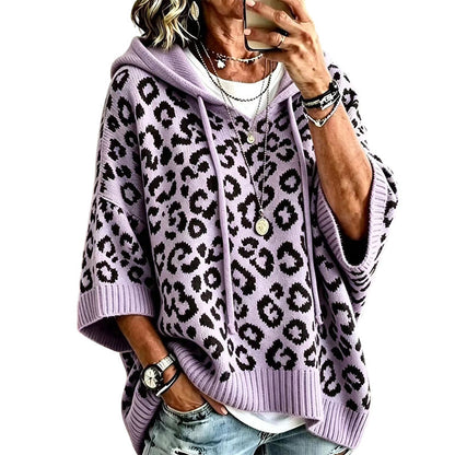 💞 Über 100.000 verkauft – der beliebteste Hit – jetzt zum halben Preis！Gestrickter Hoodie mit Leopardenmuster für Damen