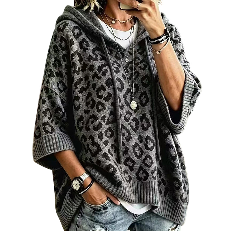 💞 Über 100.000 verkauft – der beliebteste Hit – jetzt zum halben Preis！Gestrickter Hoodie mit Leopardenmuster für Damen