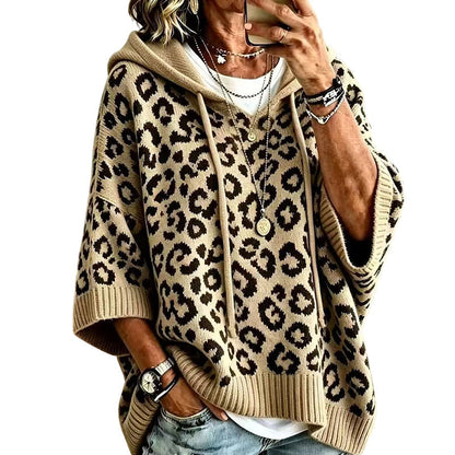 💞 Über 100.000 verkauft – der beliebteste Hit – jetzt zum halben Preis！Gestrickter Hoodie mit Leopardenmuster für Damen