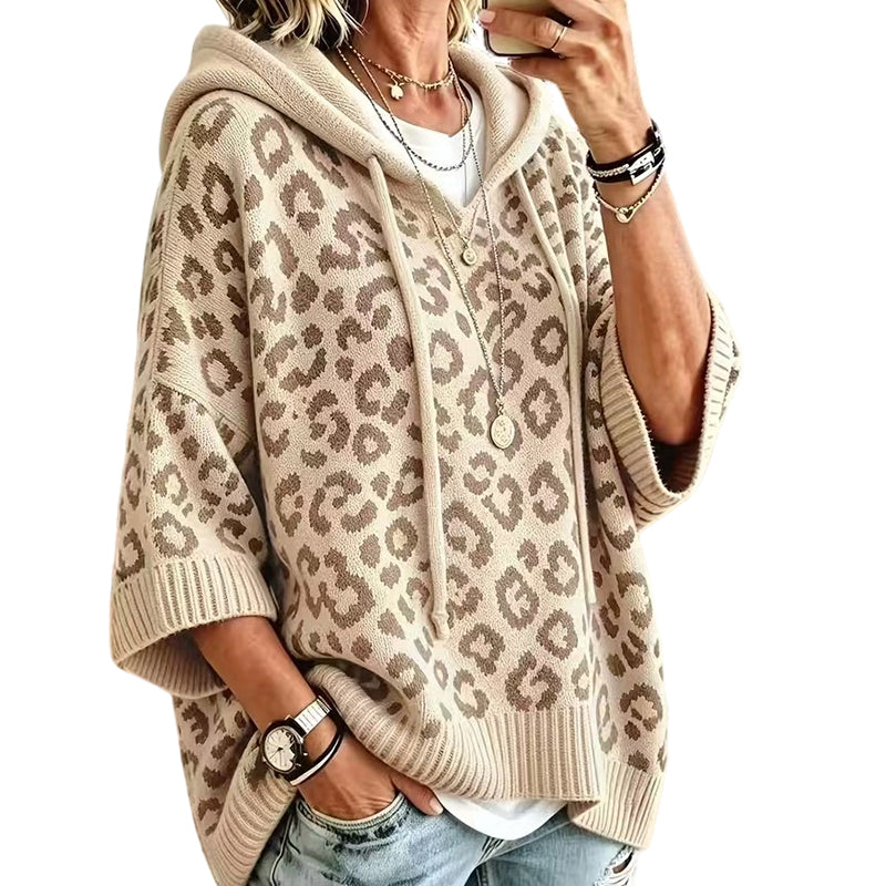 💞 Über 100.000 verkauft – der beliebteste Hit – jetzt zum halben Preis！Gestrickter Hoodie mit Leopardenmuster für Damen