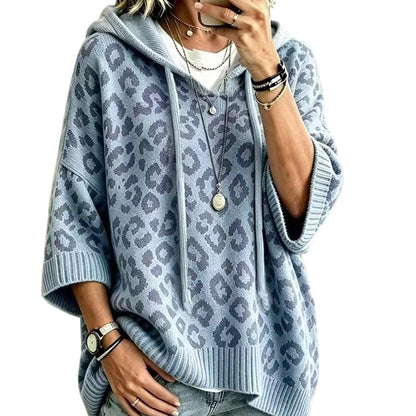💞 Über 100.000 verkauft – der beliebteste Hit – jetzt zum halben Preis！Gestrickter Hoodie mit Leopardenmuster für Damen