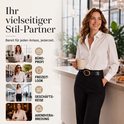Vielseitiges, seidenweiches Satin-Langarmhemd für Damen