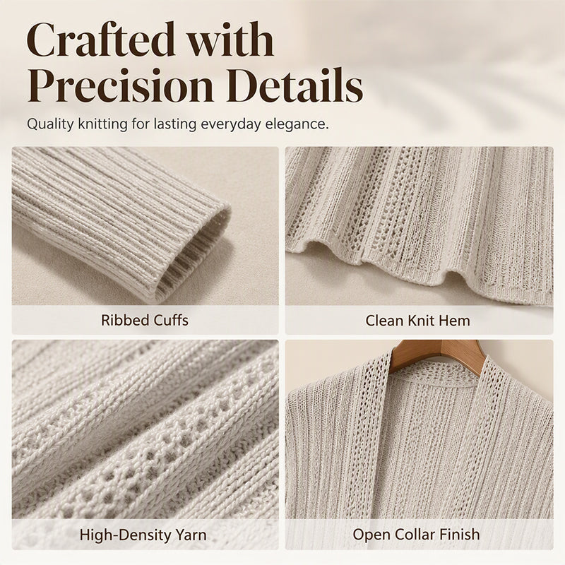 🌸🧥Neuheiten – Eleganter offener Cardigan mit Stricktextur – Weicher Komfort & vielseitiger Stil für jeden Anlass