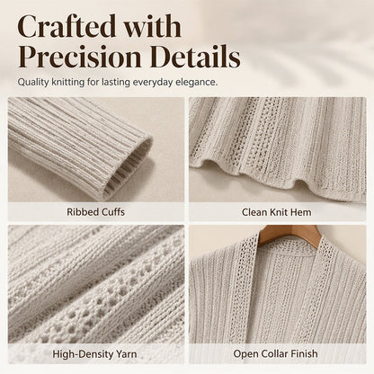 🌸🧥Neuheiten – Eleganter offener Cardigan mit Stricktextur – Weicher Komfort & vielseitiger Stil für jeden Anlass