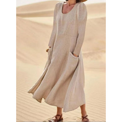 ⏳ Letzter Tag: 50 % Rabatt💕 Damen Langarmkleid in Unifarbe