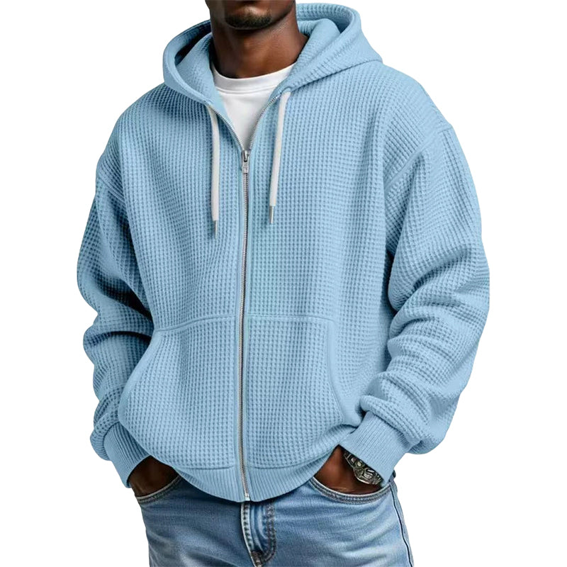 📢📢50%Rabatt!!!🎉✨Herren-Waffelstrick-Kapuzenpullover mit Reißverschluss – lässig & warm