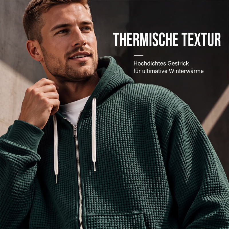 📢📢50%Rabatt!!!🎉✨Herren-Waffelstrick-Kapuzenpullover mit Reißverschluss – lässig & warm