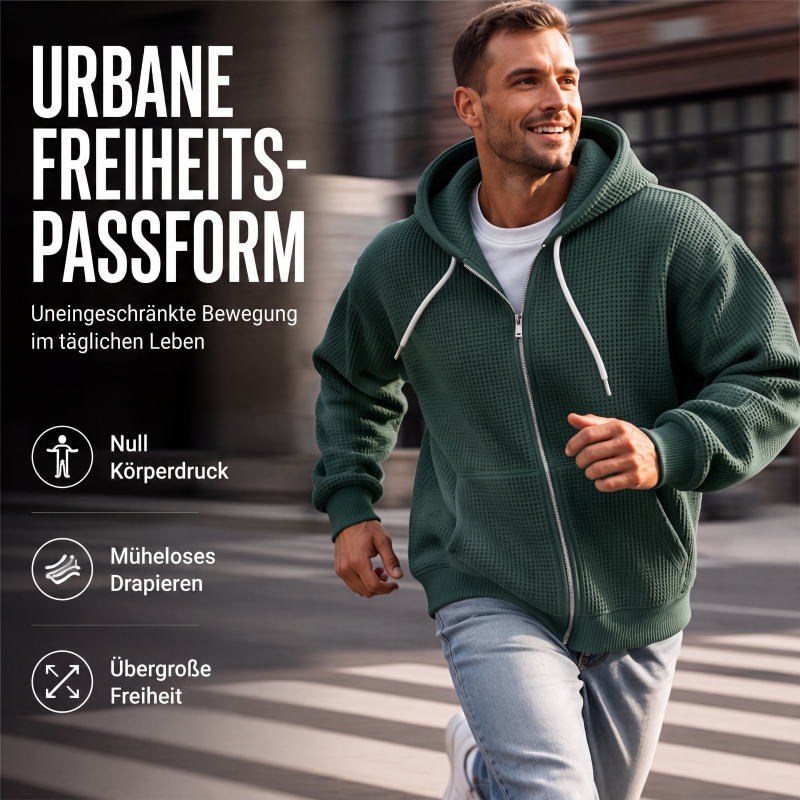📢📢50%Rabatt!!!🎉✨Herren-Waffelstrick-Kapuzenpullover mit Reißverschluss – lässig & warm