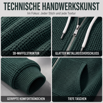 📢📢50%Rabatt!!!🎉✨Herren-Waffelstrick-Kapuzenpullover mit Reißverschluss – lässig & warm