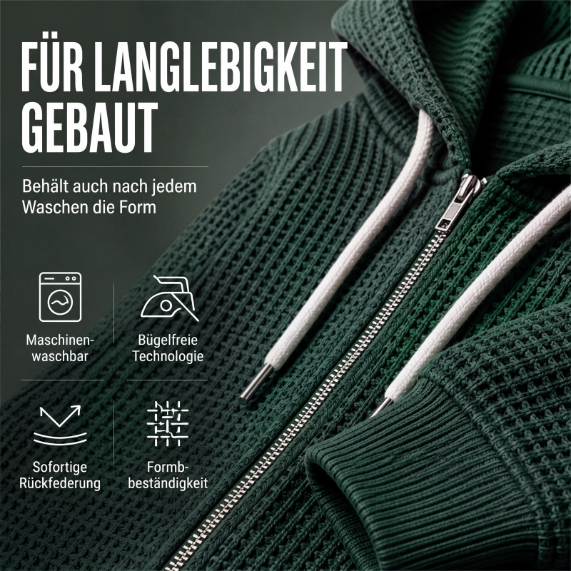 📢📢50%Rabatt!!!🎉✨Herren-Waffelstrick-Kapuzenpullover mit Reißverschluss – lässig & warm
