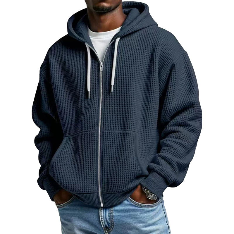 📢📢50%Rabatt!!!🎉✨Herren-Waffelstrick-Kapuzenpullover mit Reißverschluss – lässig & warm