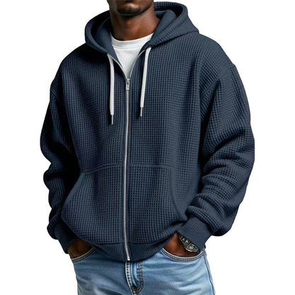 📢📢50%Rabatt!!!🎉✨Herren-Waffelstrick-Kapuzenpullover mit Reißverschluss – lässig & warm