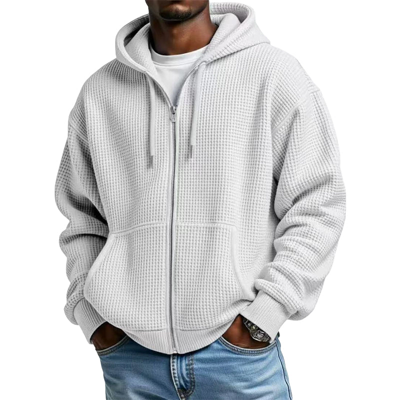 📢📢50%Rabatt!!!🎉✨Herren-Waffelstrick-Kapuzenpullover mit Reißverschluss – lässig & warm
