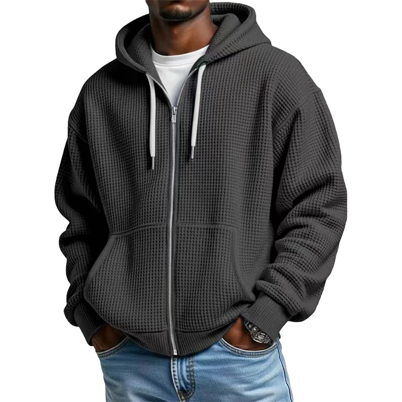 📢📢50%Rabatt!!!🎉✨Herren-Waffelstrick-Kapuzenpullover mit Reißverschluss – lässig & warm