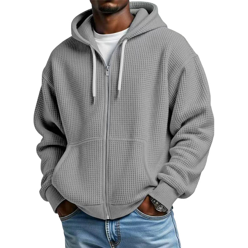 📢📢50%Rabatt!!!🎉✨Herren-Waffelstrick-Kapuzenpullover mit Reißverschluss – lässig & warm