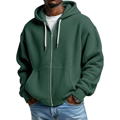 📢📢50%Rabatt!!!🎉✨Herren-Waffelstrick-Kapuzenpullover mit Reißverschluss – lässig & warm