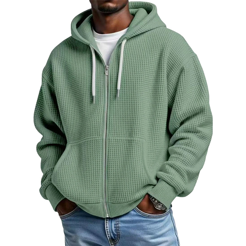 📢📢50%Rabatt!!!🎉✨Herren-Waffelstrick-Kapuzenpullover mit Reißverschluss – lässig & warm