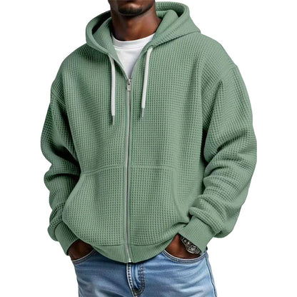 📢📢50%Rabatt!!!🎉✨Herren-Waffelstrick-Kapuzenpullover mit Reißverschluss – lässig & warm