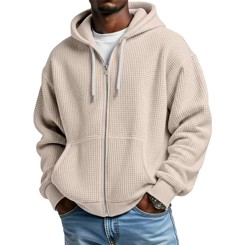 📢📢50%Rabatt!!!🎉✨Herren-Waffelstrick-Kapuzenpullover mit Reißverschluss – lässig & warm