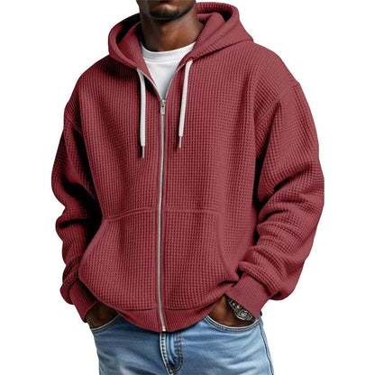 📢📢50%Rabatt!!!🎉✨Herren-Waffelstrick-Kapuzenpullover mit Reißverschluss – lässig & warm