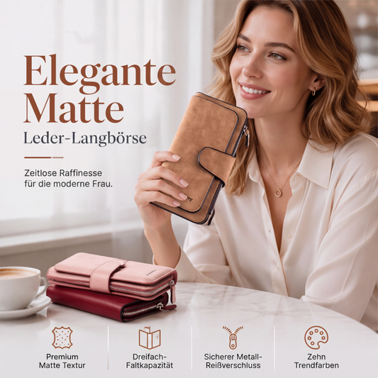 👛 50 % RABATT – Elegante Damen-Geldbörse aus mattem Leder | Schlankes Design mit viel Platz für Karten & Essentials ✨