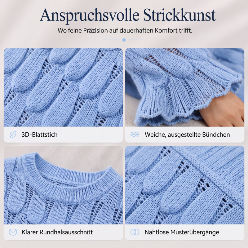 Locker sitzender Damen-Strickpullover mit Lochmuster