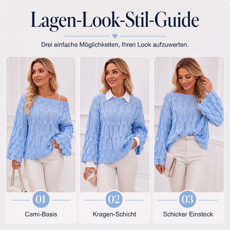 Locker sitzender Damen-Strickpullover mit Lochmuster