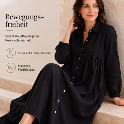 🌿 50 % RABATT – Damen Leinen-Maxikleid mit lockerer Passform | Luftiger Komfort trifft auf zeitlose Eleganz ✨