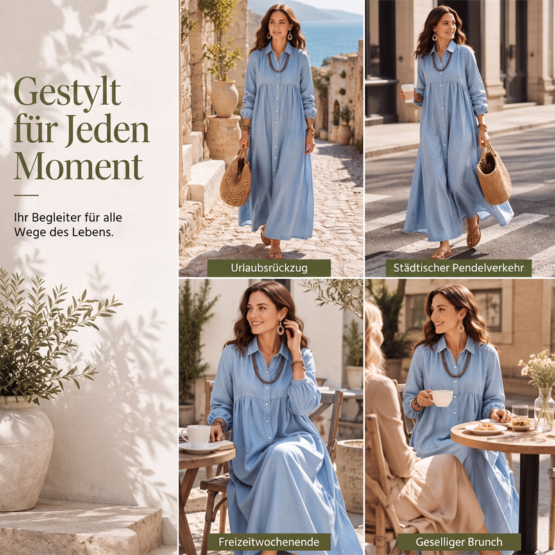 🌿 50 % RABATT – Damen Leinen-Maxikleid mit lockerer Passform | Luftiger Komfort trifft auf zeitlose Eleganz ✨