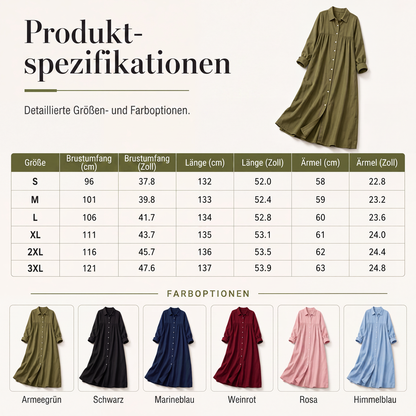 🌿 50 % RABATT – Damen Leinen-Maxikleid mit lockerer Passform | Luftiger Komfort trifft auf zeitlose Eleganz ✨