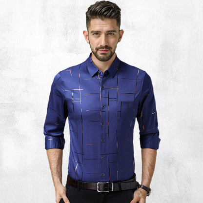 👔 50 % RABATT – Leichtes bügelfreies Herrenhemd | Eleganter Look trifft auf mühelosen Komfort ✨