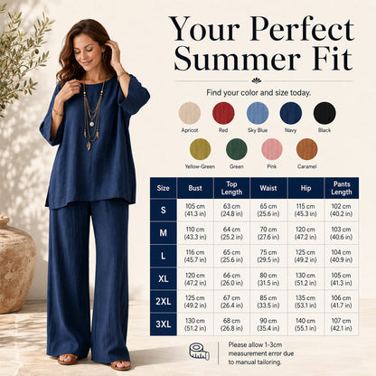 📢📢50%Rabatt!!!🎉✨ Solange der Vorrat reicht! 🌺Zweiteiliges Freizeit-Set für Damen aus Leinenmischung