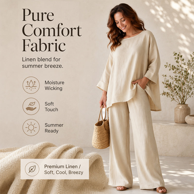 📢📢50%Rabatt!!!🎉✨ Solange der Vorrat reicht! 🌺Zweiteiliges Freizeit-Set für Damen aus Leinenmischung