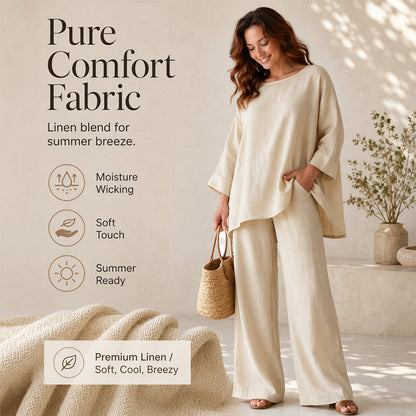 📢📢50%Rabatt!!!🎉✨ Solange der Vorrat reicht! 🌺Zweiteiliges Freizeit-Set für Damen aus Leinenmischung
