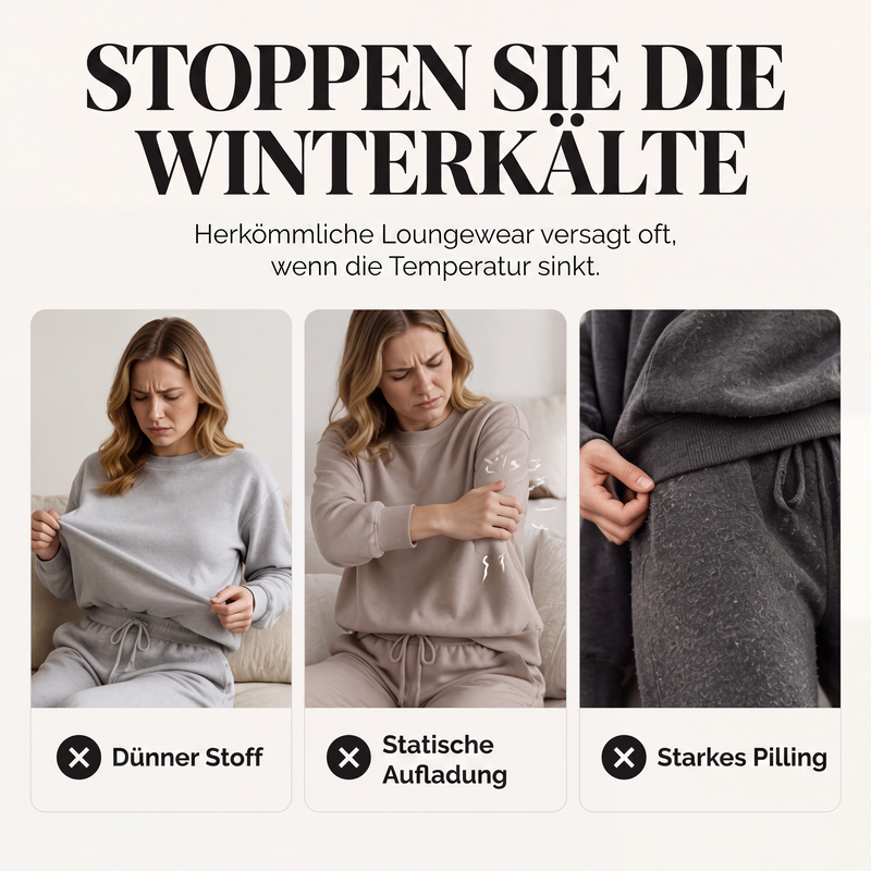 📢📢50%Rabatt!!!🎉✨Plüsch-Zopfmuster-Kapuzenpullover und -Hosen-Set für Damen