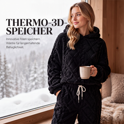 📢📢50%Rabatt!!!🎉✨Plüsch-Zopfmuster-Kapuzenpullover und -Hosen-Set für Damen