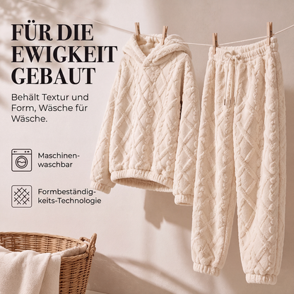 📢📢50%Rabatt!!!🎉✨Plüsch-Zopfmuster-Kapuzenpullover und -Hosen-Set für Damen