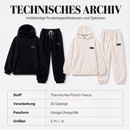 📢📢50%Rabatt!!!🎉✨Plüsch-Zopfmuster-Kapuzenpullover und -Hosen-Set für Damen