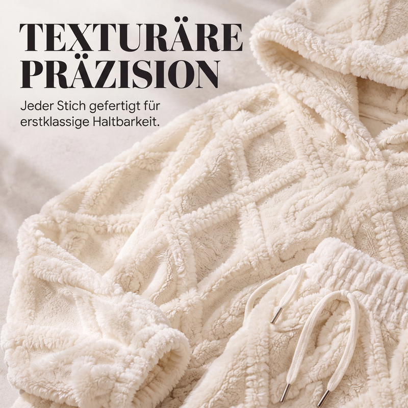 📢📢50%Rabatt!!!🎉✨Plüsch-Zopfmuster-Kapuzenpullover und -Hosen-Set für Damen