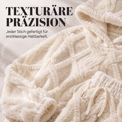 📢📢50%Rabatt!!!🎉✨Plüsch-Zopfmuster-Kapuzenpullover und -Hosen-Set für Damen