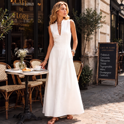 📢📢50%Rabatt!!!🎉✨Maxikleid für Damen mit tiefem V-Ausschnitt und ärmellosem Schnitt