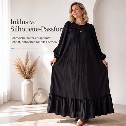 👗 50 % RABATT | Mühelose Eleganz für jeden Tag – Langarm-Maxi-Kleid mit Volantsaum