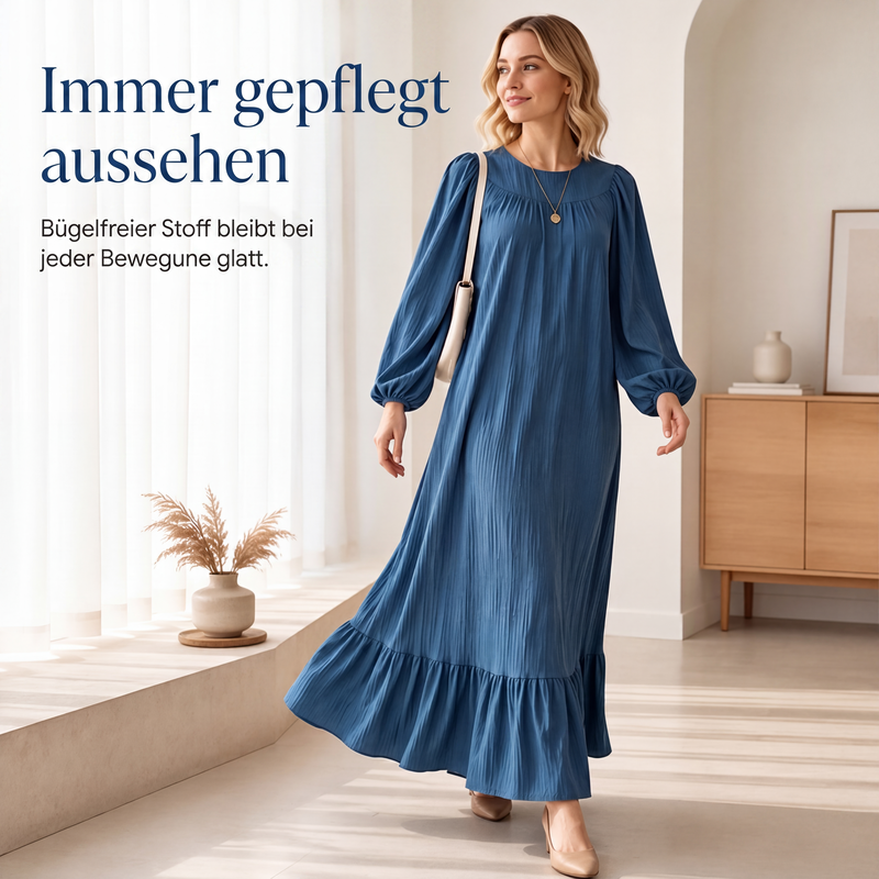 👗 50 % RABATT | Mühelose Eleganz für jeden Tag – Langarm-Maxi-Kleid mit Volantsaum