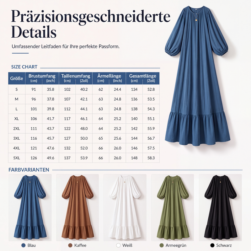 👗 50 % RABATT | Mühelose Eleganz für jeden Tag – Langarm-Maxi-Kleid mit Volantsaum