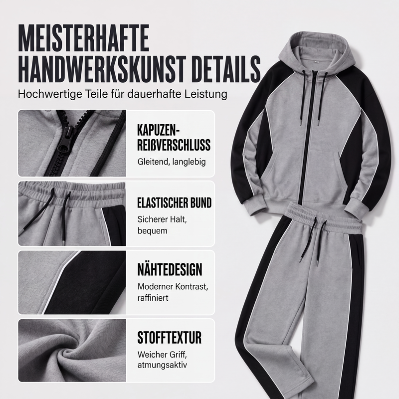 📢📢50%Rabatt!!!🎉✨Herren Farbblock-Set mit Reißverschluss-Kapuzenpullover und Jogginghose